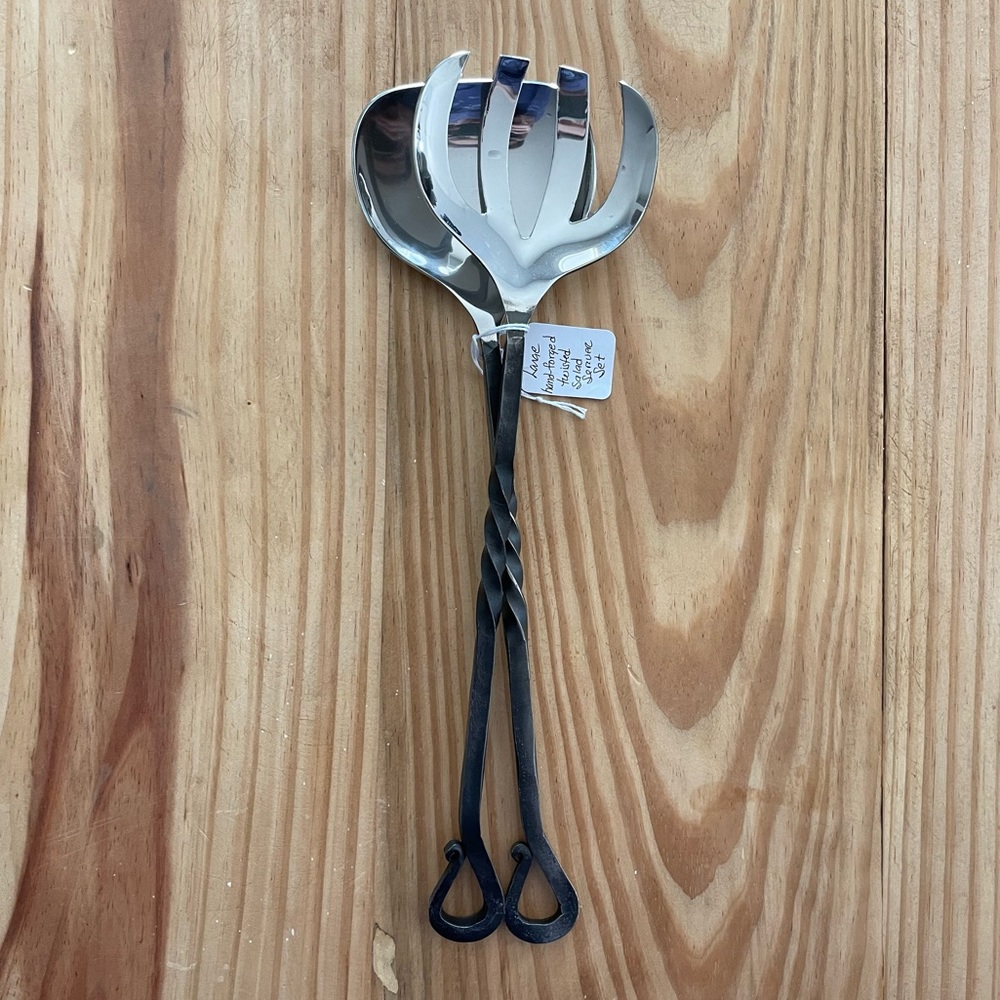 Hand-forged Twisted Salad Utensil Set